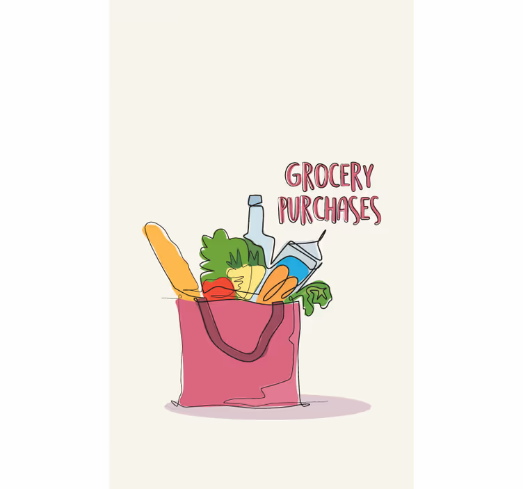 Ilustracija trgovine z živili rolo zavesa za kuhinjo - TenStickers