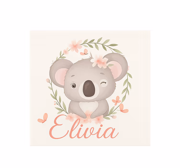 Koala z imenom personalizirana rolo senčila - TenStickers