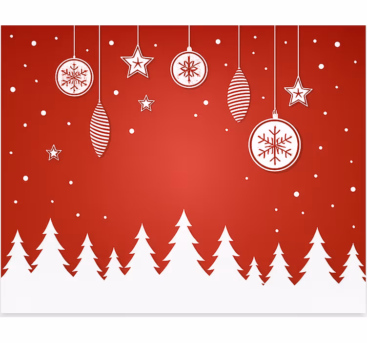 Rdeča božična drevesca rolo zavesa za dnevno sobo - TenStickers