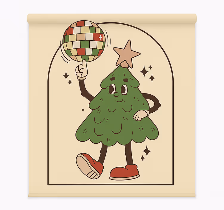 Groovy disko drevo rolo zavesa za dnevno sobo - TenStickers