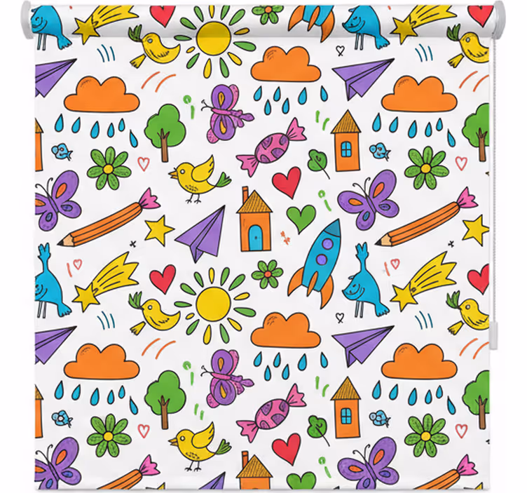 Playful doodle print skandinavsko senčilo - TenStickers
