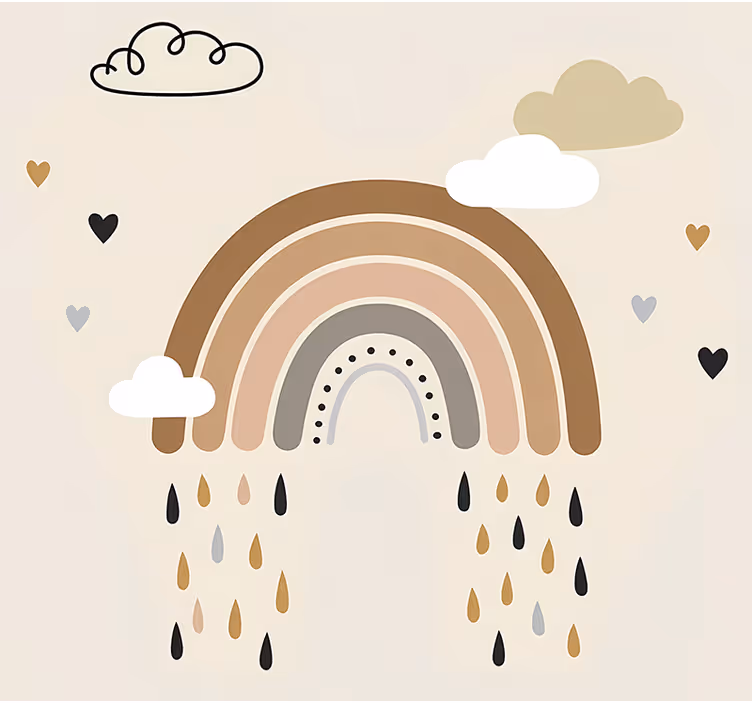 Nude tone raining rainbow skandinavsko senčilo - TenStickers
