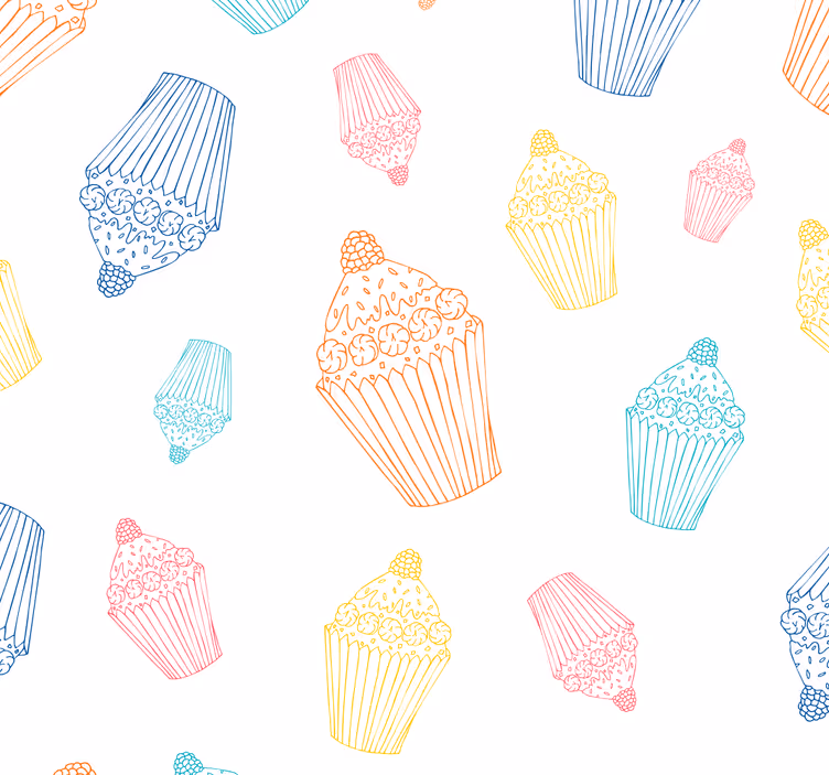 Rolo zavesa za kuhinjo skice na cupcakes - TenStickers