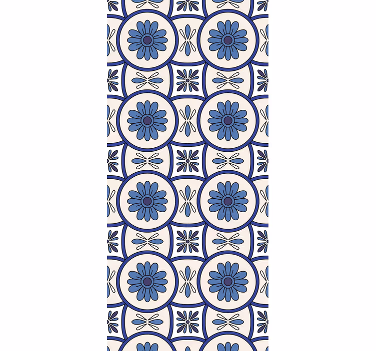Blue flower typical portuguese tile rolo zavesa za kuhinjo - TenStickers