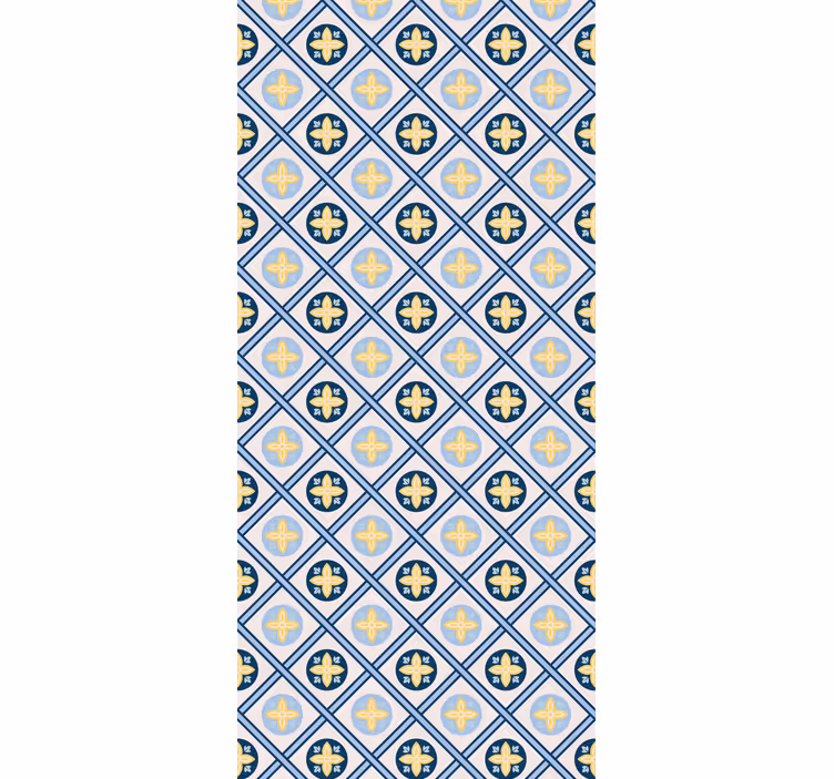 Baby blue and yellow portuguese tile rolo zavesa za kuhinjo - TenStickers