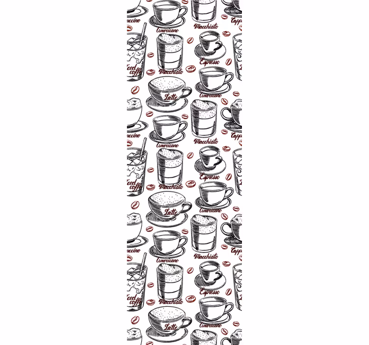 Text about coffee pattern rolo zavesa za kuhinjo - TenStickers
