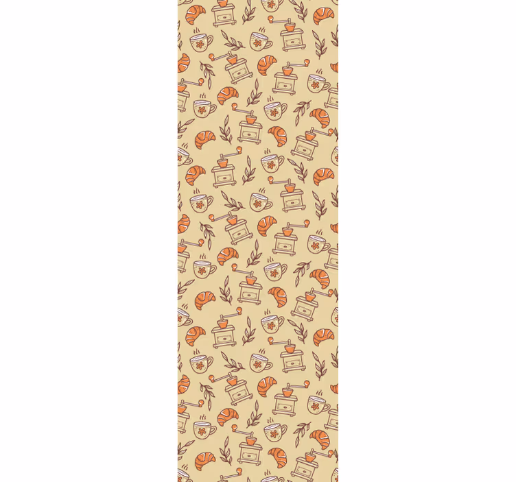Hand drawn coffee pattern rolo zavesa za kuhinjo - TenStickers
