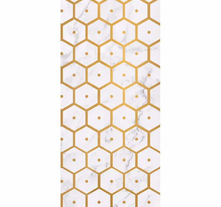Rolo zavesa za jedilnico v hexagonalnem zlatem marmorju - TenStickers
