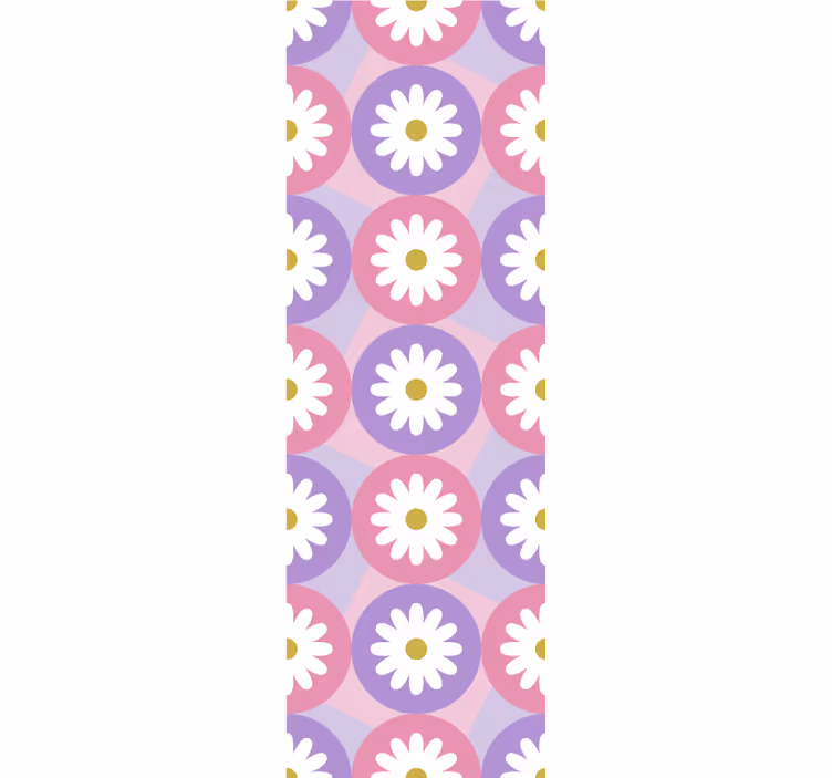 Purple pink daisy square flower pattern otroška rolo senčila - TenStickers