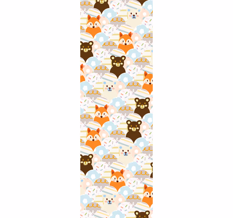 Patchwork animal bear and fox kid design otroška rolo senčila - TenStickers