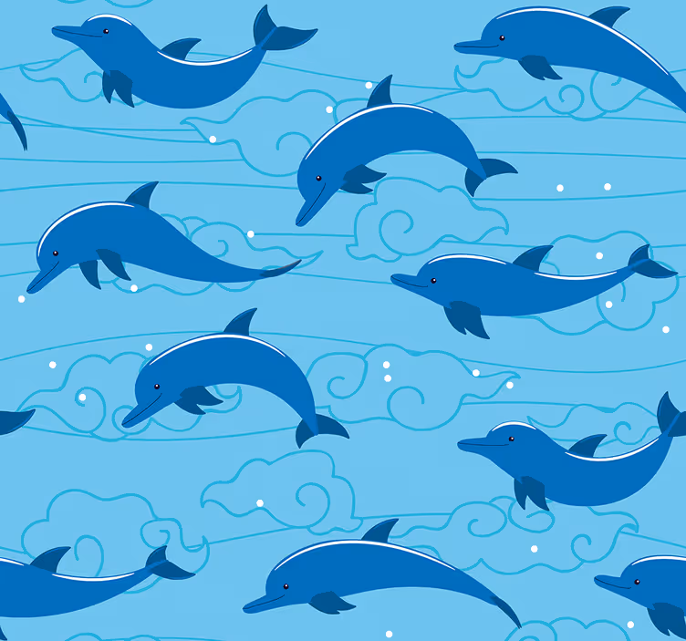 Otroška rolo senčila nebo z oblaki in delfini - TenStickers