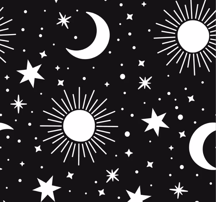 Rolo zavesa za najstnika bele zvezde in lune - TenStickers