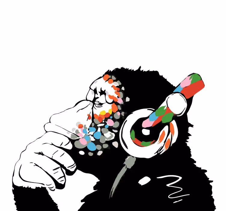 Rolo zavesa za dnevno sobo mono banksy glasba - TenStickers