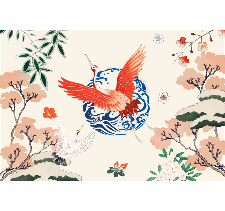 Rolo zavesa za dnevno sobo v stilu chinoiserie - TenStickers