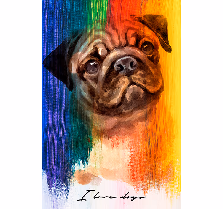 Rolo zavesa za dnevno sobo pug z mavričnimi barvami - TenStickers