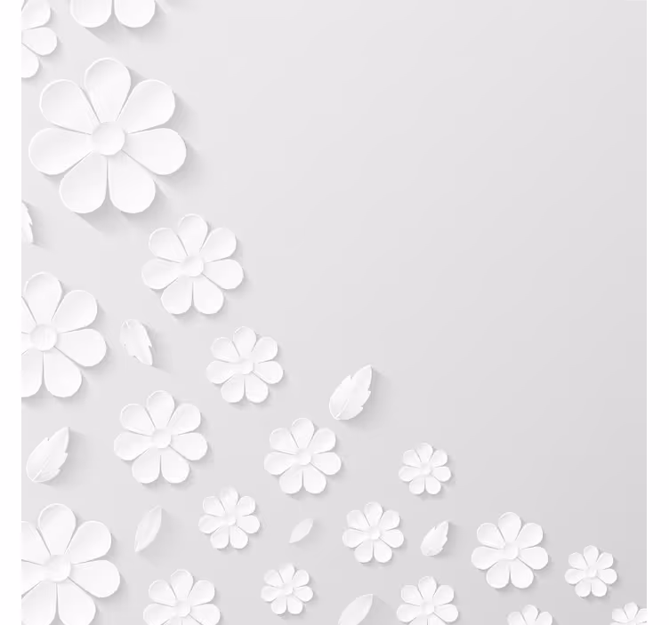 Bela rolo zavesa z belim cvetličnim ozadjem - TenStickers