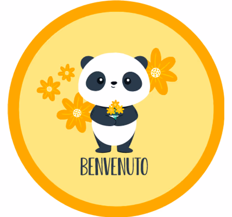 Rumeni roloji panda dobrodošli v moji sobi - TenStickers