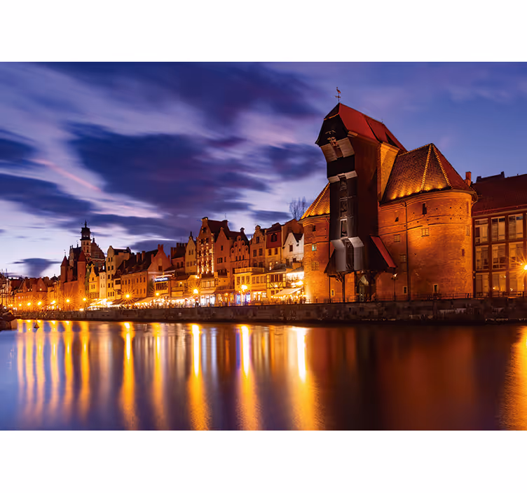 Modri senčniki za okna gdańsk ponoči - TenStickers