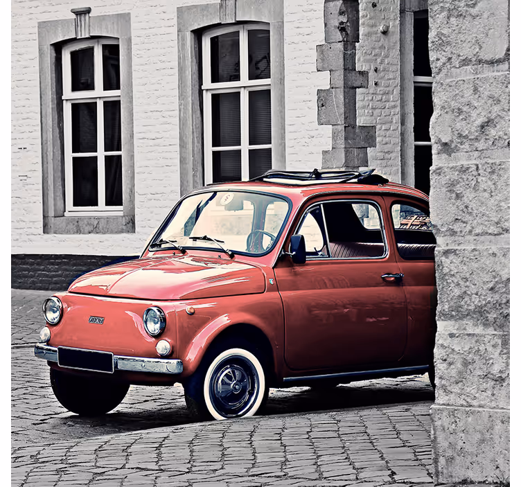Rolo zavesa za dnevno sobo vintage star fiat 500 - TenStickers