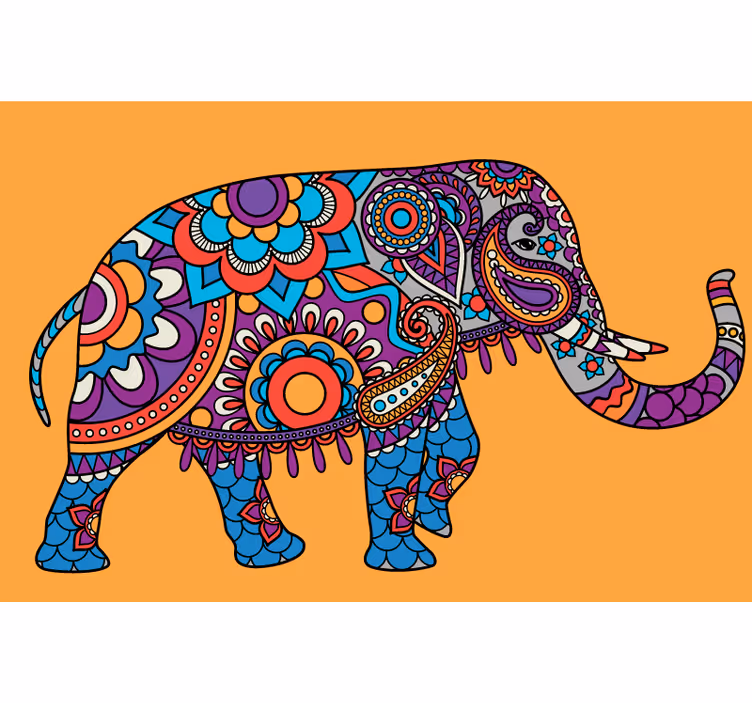 Rolo zavesa za dnevno sobo pisanih mandal z elefanti - TenStickers