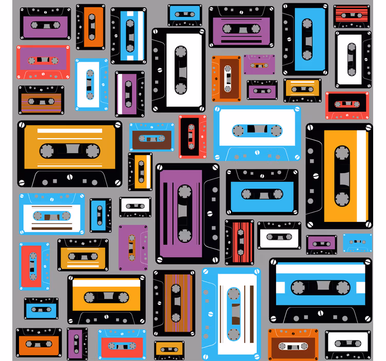 Rolo zavesa za dnevno sobo v retro vzorcu kaset - TenStickers