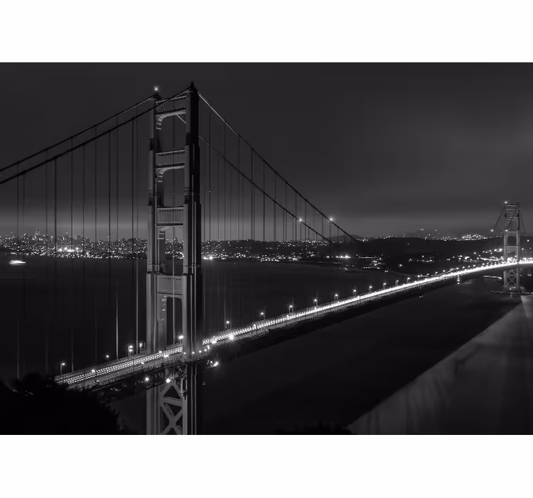 Rolo zavesa za dnevno sobo most golden gate ponoči črno-bela - TenStickers