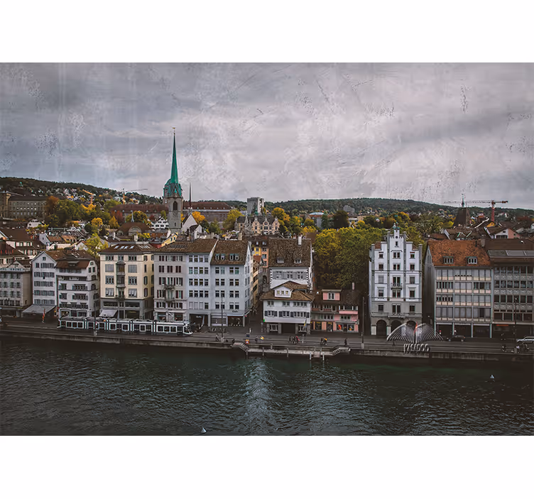 Rolo zavesa za dnevno sobo hiše zürich ob jezeru - TenStickers
