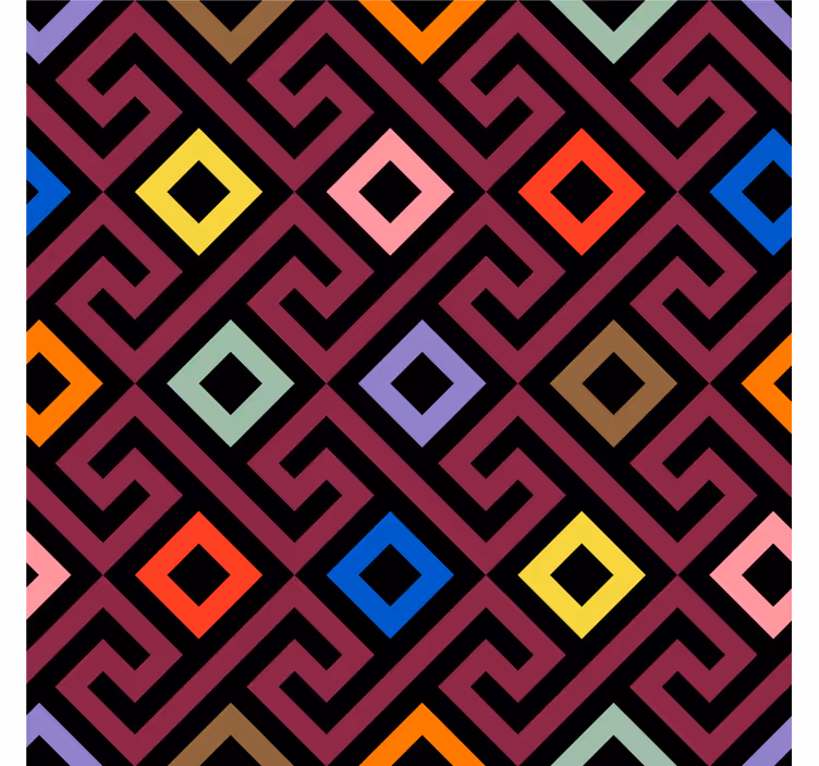 Rolo zavesa za dnevno sobo barvit geometrijski labirint - TenStickers