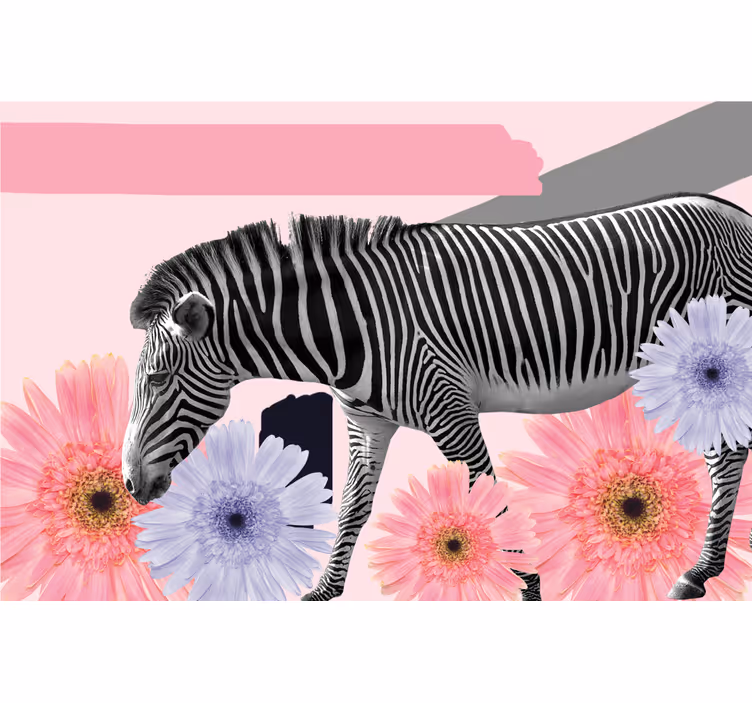 Rolo zavesa za dnevno sobo slika zebre v kolažu - TenStickers