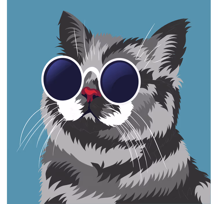 Rolo zavesa za dnevno sobo smešna slika sive mačke - TenStickers