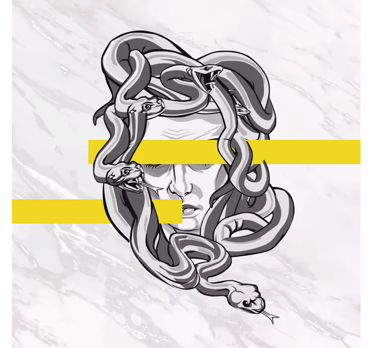 Rolo zavesa za dnevno sobo bela meduza z rumenimi črtami - TenStickers