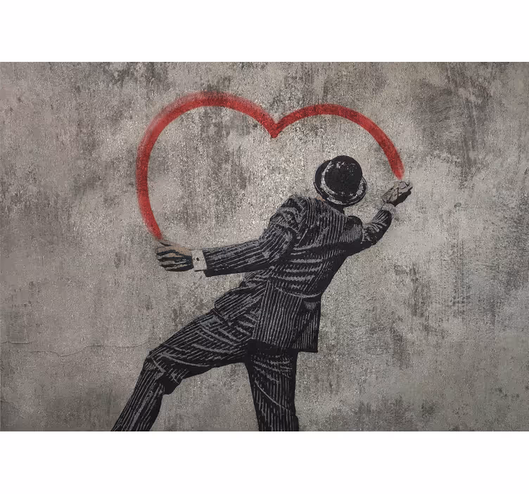 Sivo rolo zaveso banksy srčno grafitno delo - TenStickers