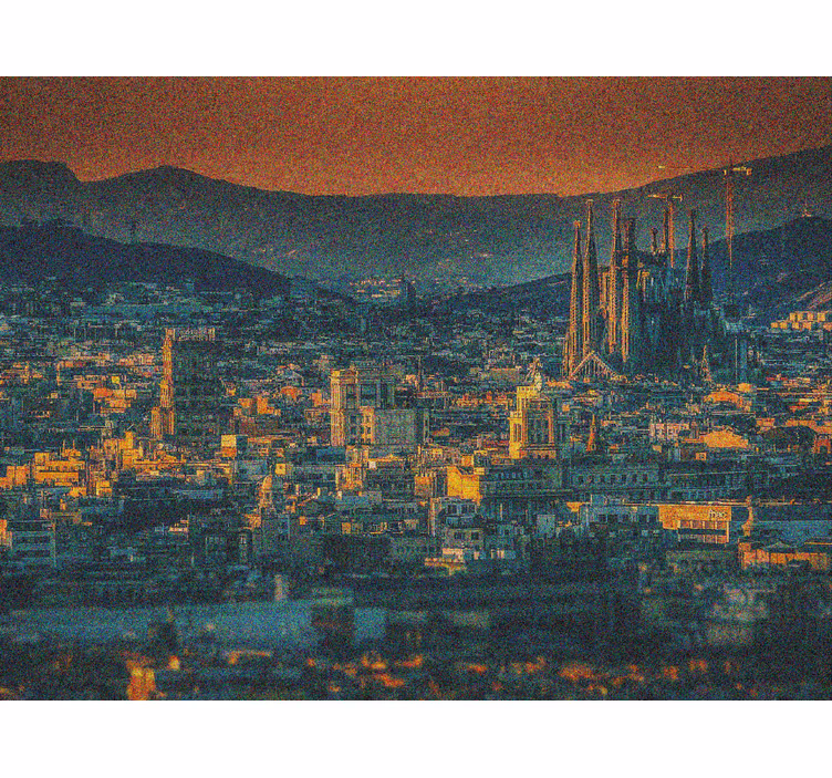 Rolo zavesa za dnevno sobo barcelona ponoči iz zraka - TenStickers