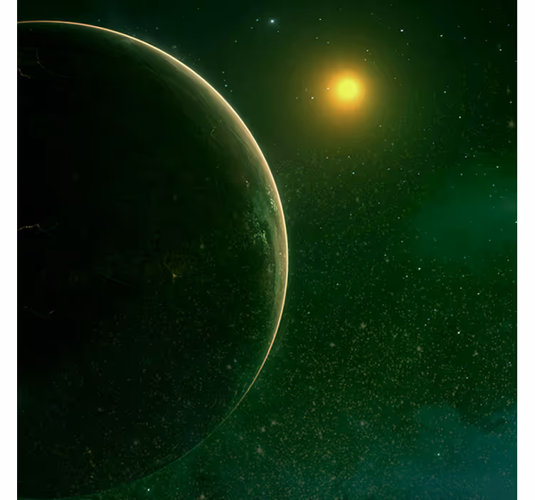 Rolo zavesa za dnevno sobo zasnova vesoljske zelene planete - TenStickers