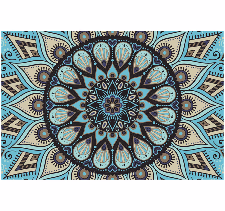 Rolo zavesa za spalnico etnična črna in modra mandala - TenStickers