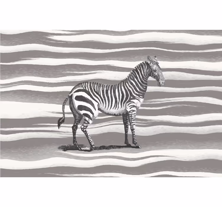 Sivo rolo zaveso vintage ilustracija zebre - TenStickers
