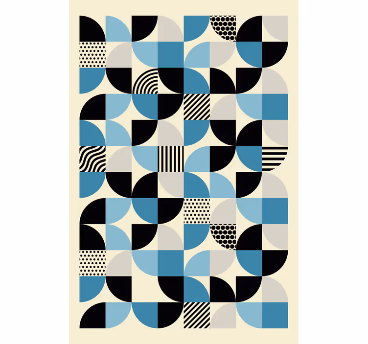 Rolo zavesa za dnevno sobo retro modri bauhaus vzorec - TenStickers