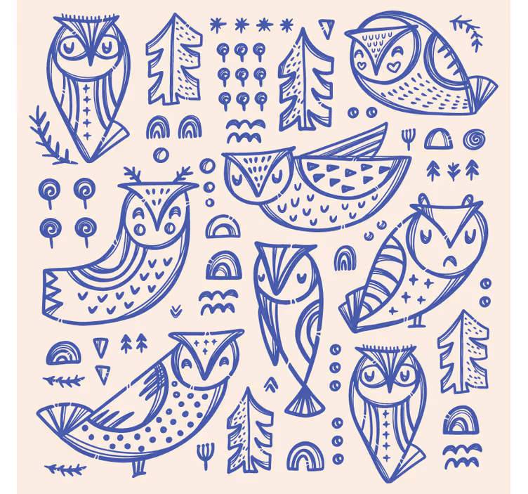Rolo zavesa za spalnico z ilustracijo ljubkega modrega sove - TenStickers