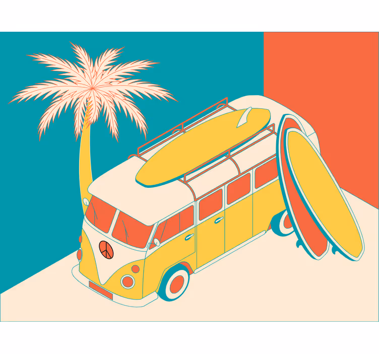 Rolo zavesa za spalnico hippy mini avtobus - TenStickers