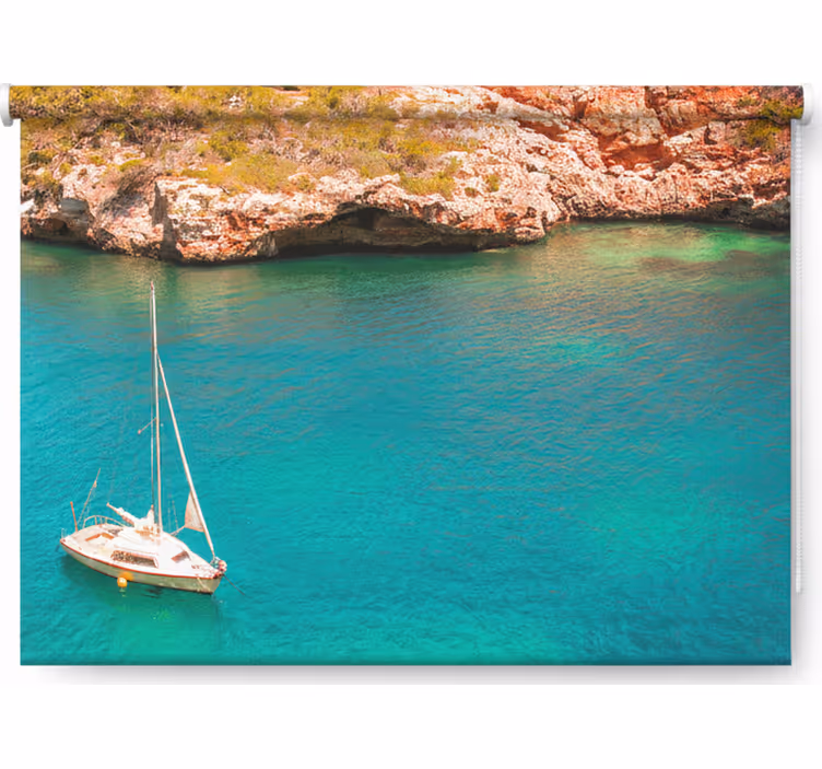 Rolo zavesa za spalnico azurno modro morje mallorca - TenStickers