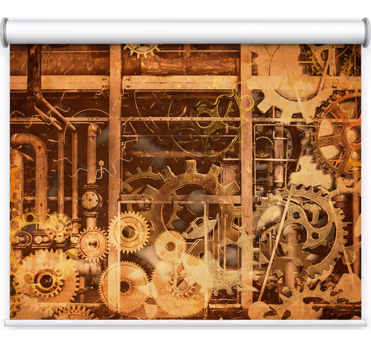 Rolo zavesa za spalnico retro 3d industrijski vodovodi zlati - TenStickers