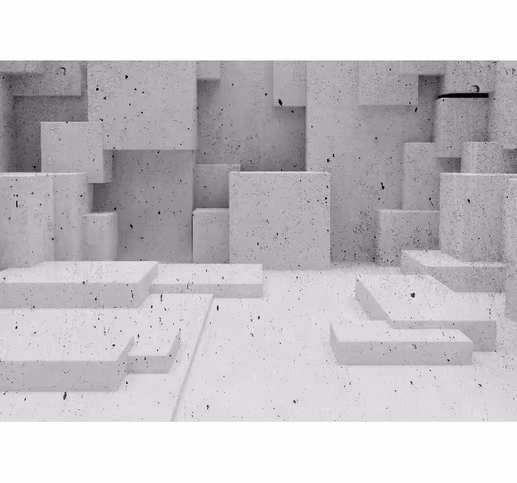 Bela rolo zavesa 3d betonske oblike - TenStickers