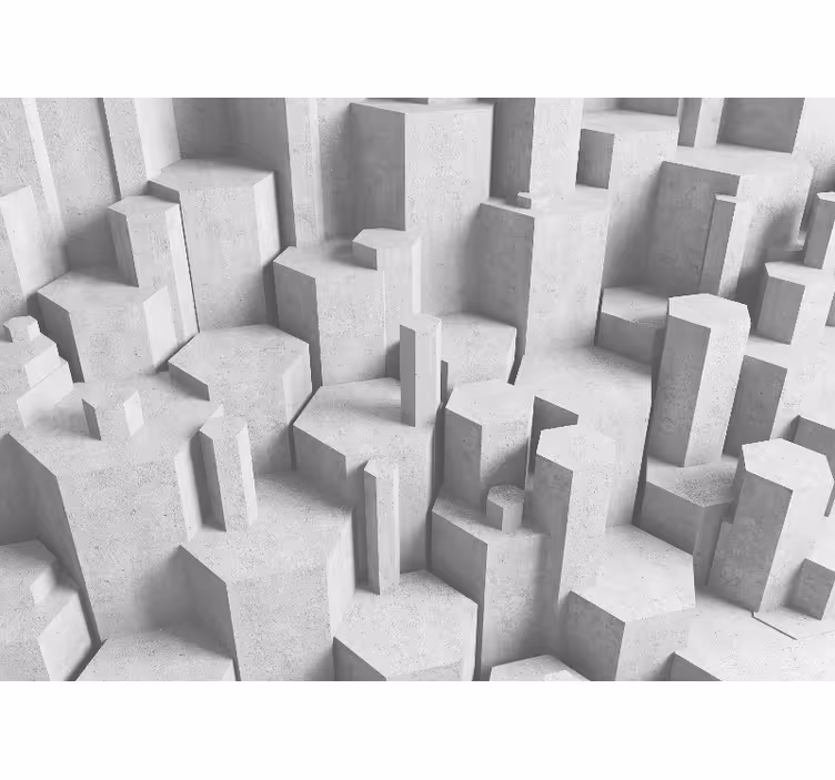 Bela rolo zavesa 3d betonske geometrijske oblike - TenStickers