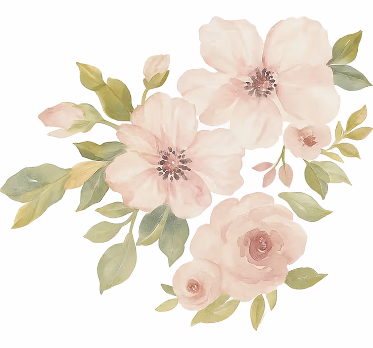 Bela rolo zavesa magnolija v akvarelu - TenStickers