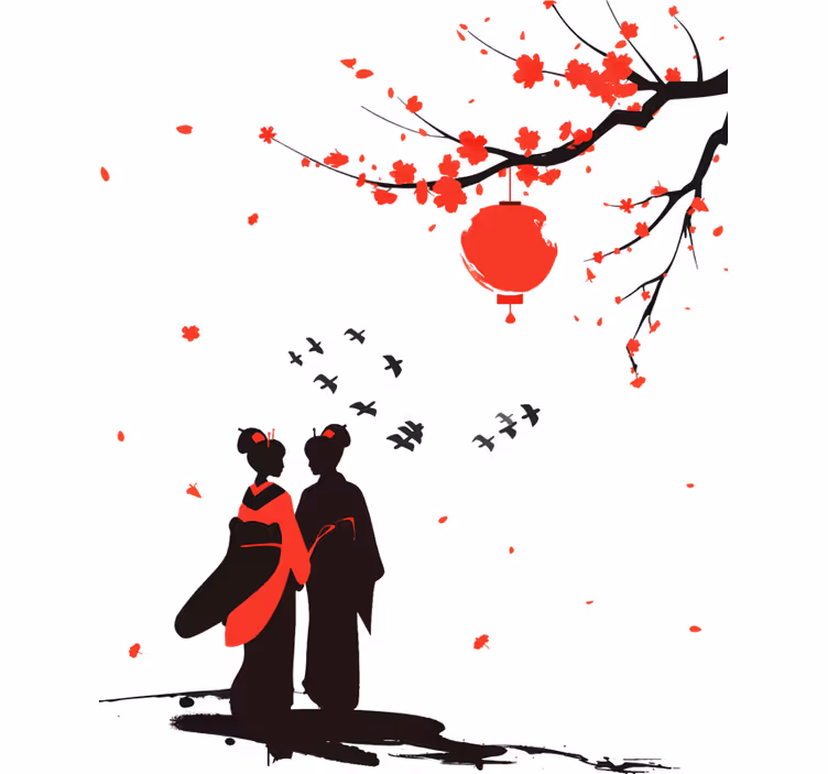 Rolo zavesa za spalnico japonske gejše - TenStickers