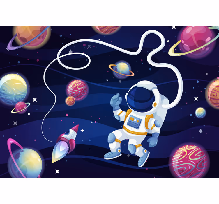 Otroška rolo senčila astronauti in rakete - TenStickers