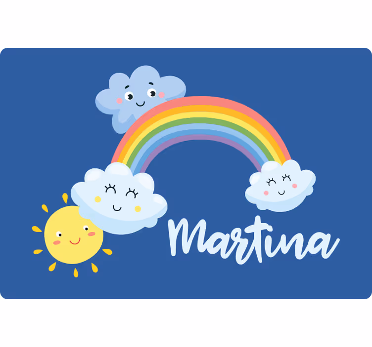 Otroška rolo senčila z oblački in mavrico ter imenom - TenStickers