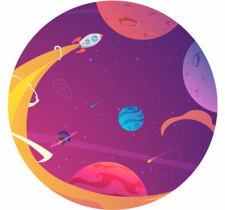Otroška rolo senčila risana raketa v vesolju - TenStickers