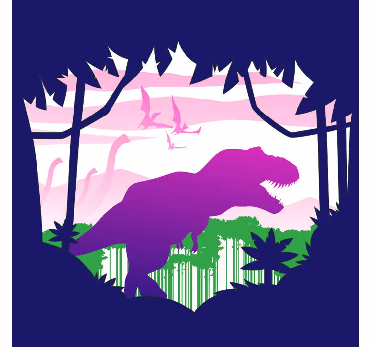 Otroška rolo senčila z velikim dinozavrom in pticami - TenStickers
