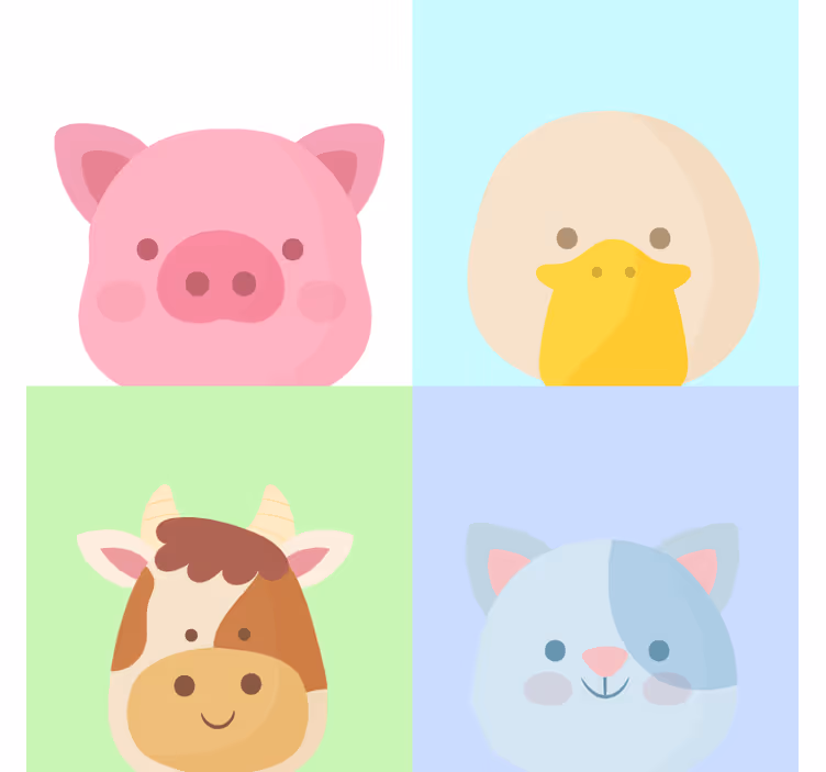 Otroška rolo senčila s štirimi ljubkimi kmetijskimi živalmi - TenStickers